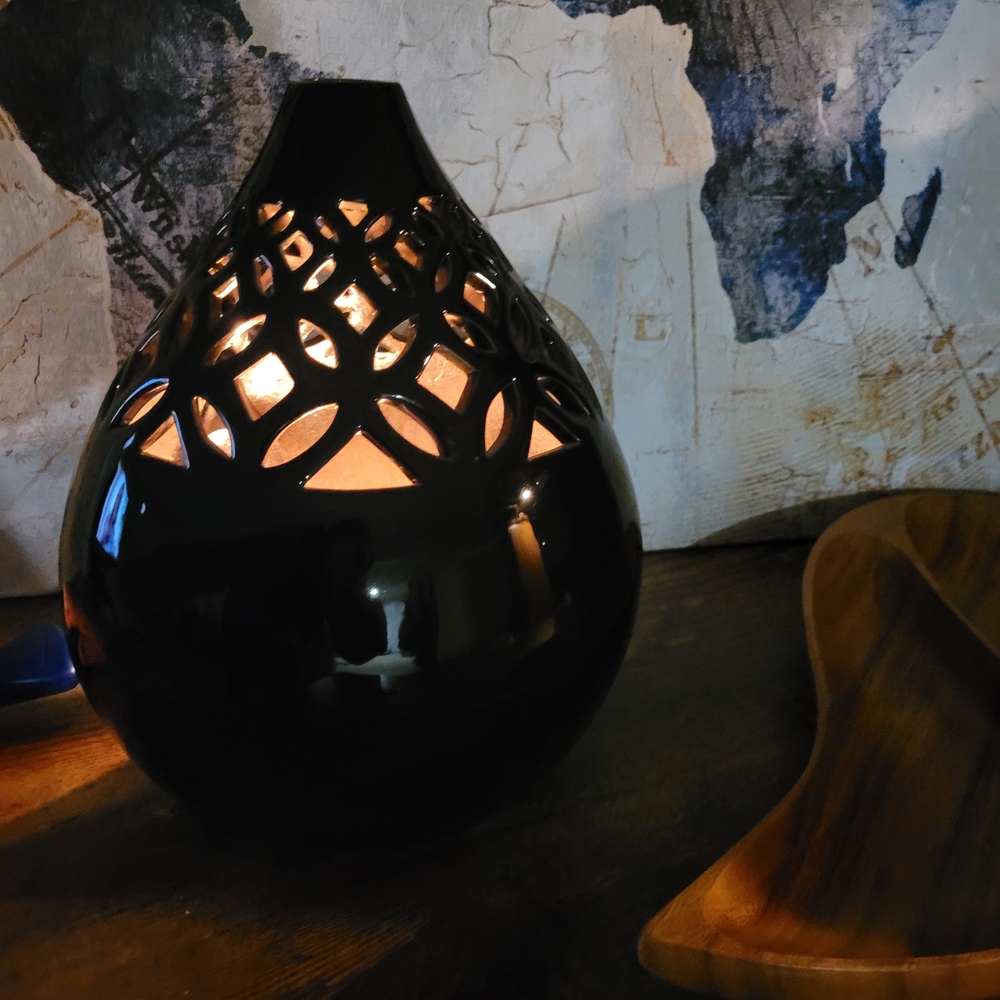 Large Elegant Dark Brown Almost Black Ceramic Vase